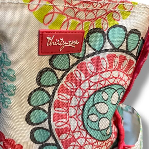 Thirty One Organizing Utility Tote Zip Top Large 19" Citrus Medallion 31 ZOUT - Picture 10 of 13
